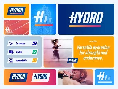 HYDRO - Logo Design aqua athlete branding drink drinking electrolyte endurance fit health hydrate hydro jeroen van eerden logo logo system perform run sport visual identity design vitality water