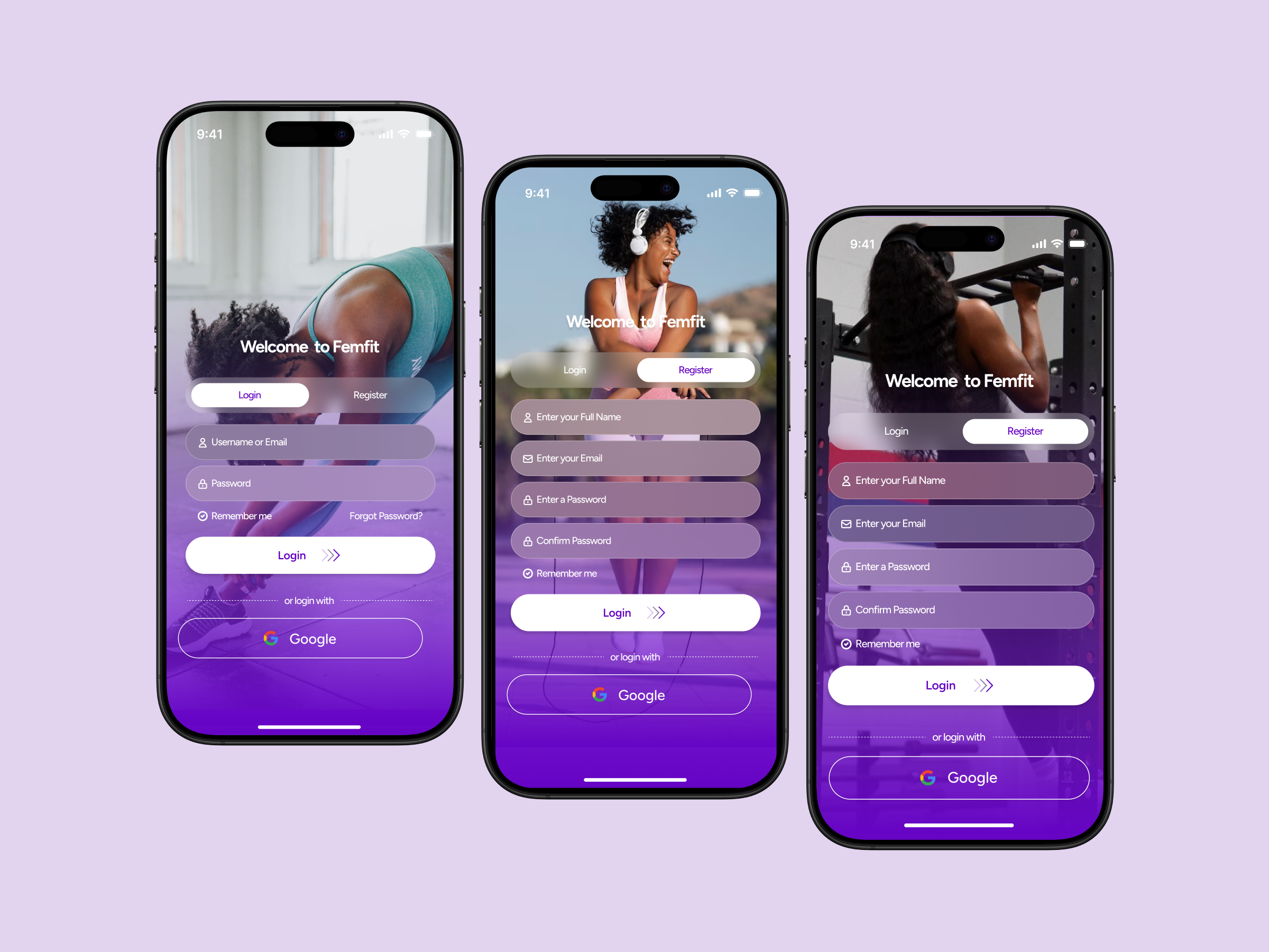 Fitness App- Femfit app design ui wireframe