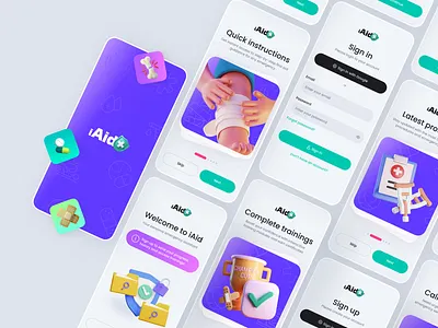 Healthcare design - First Aid Training App Welcome page branding clinic app clinic management digital health doctor health monitoring health tech healthcare healthcare design medical dashboard mobile design modern design patient management patient portal product design telemedicine ui web design wellness app