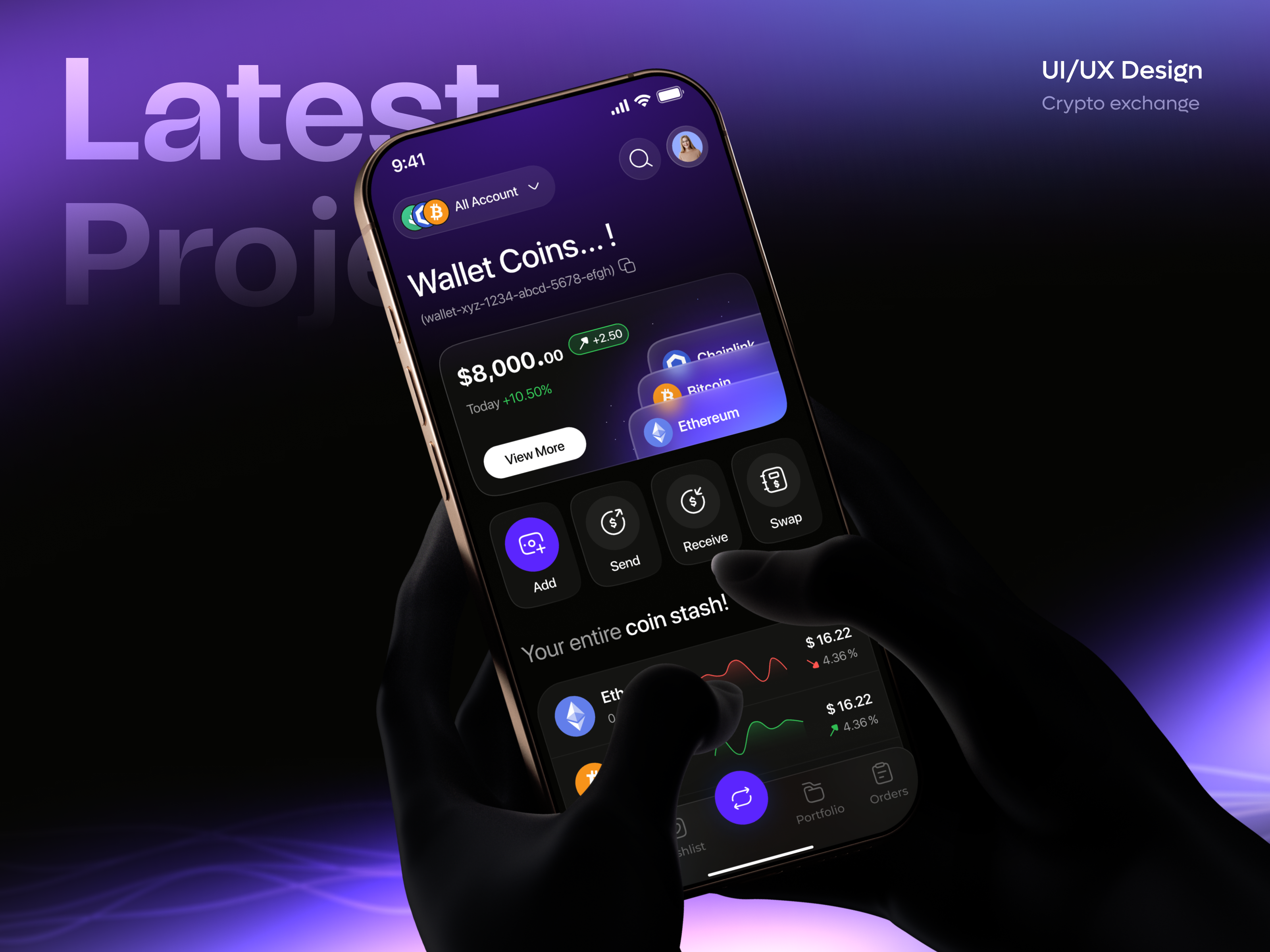 Crypto Trading Mobile App Design | UI/UX Case Study app bitcoin blockchain crypto dark app finance fintech investment ui ui design