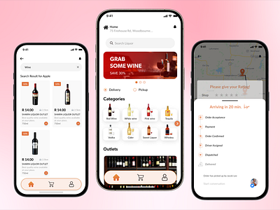 Liquor Delivery App Design alcoholdelivery app app concept app design appdesign beverageapp creativeappdesign design dribbbledesign dribbbleshots drinkdeliveryapp drinksondemand liquordeliveryapp liquorlandapp liquortech minimaldesign ondemandapp ui ux
