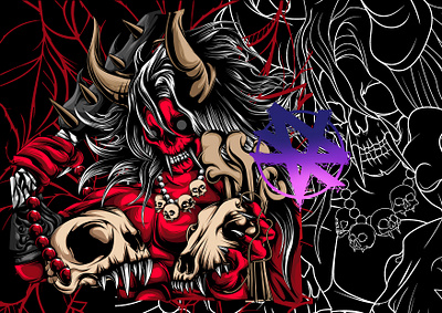 RED SATAN AND SKULL album creative illustration design detailed devil digital illustration evil graphic graphic artist graphic design hoodie horror illustration illustrator red satan skull tshirt unique