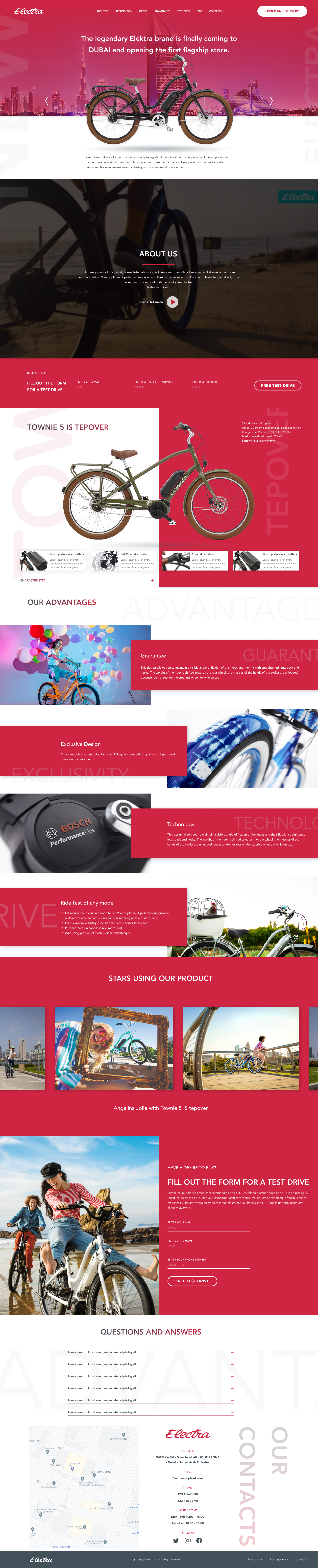 UX/UI design for electra bike website animation bikes branding design electra bike figma landing logo ui ux vector web website