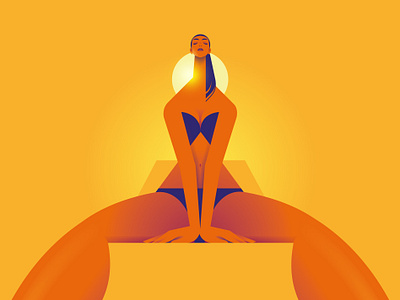Waiting For Summer character colors flat illustration light minimal summer sun swimsuit woman