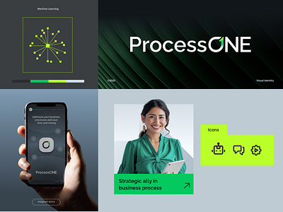 ProcessONE-Visual Identity ai artificialinteligance automation branding consultingbrand design graphic design icon identitydesign illustration logo socialmedia tech typography ui vector