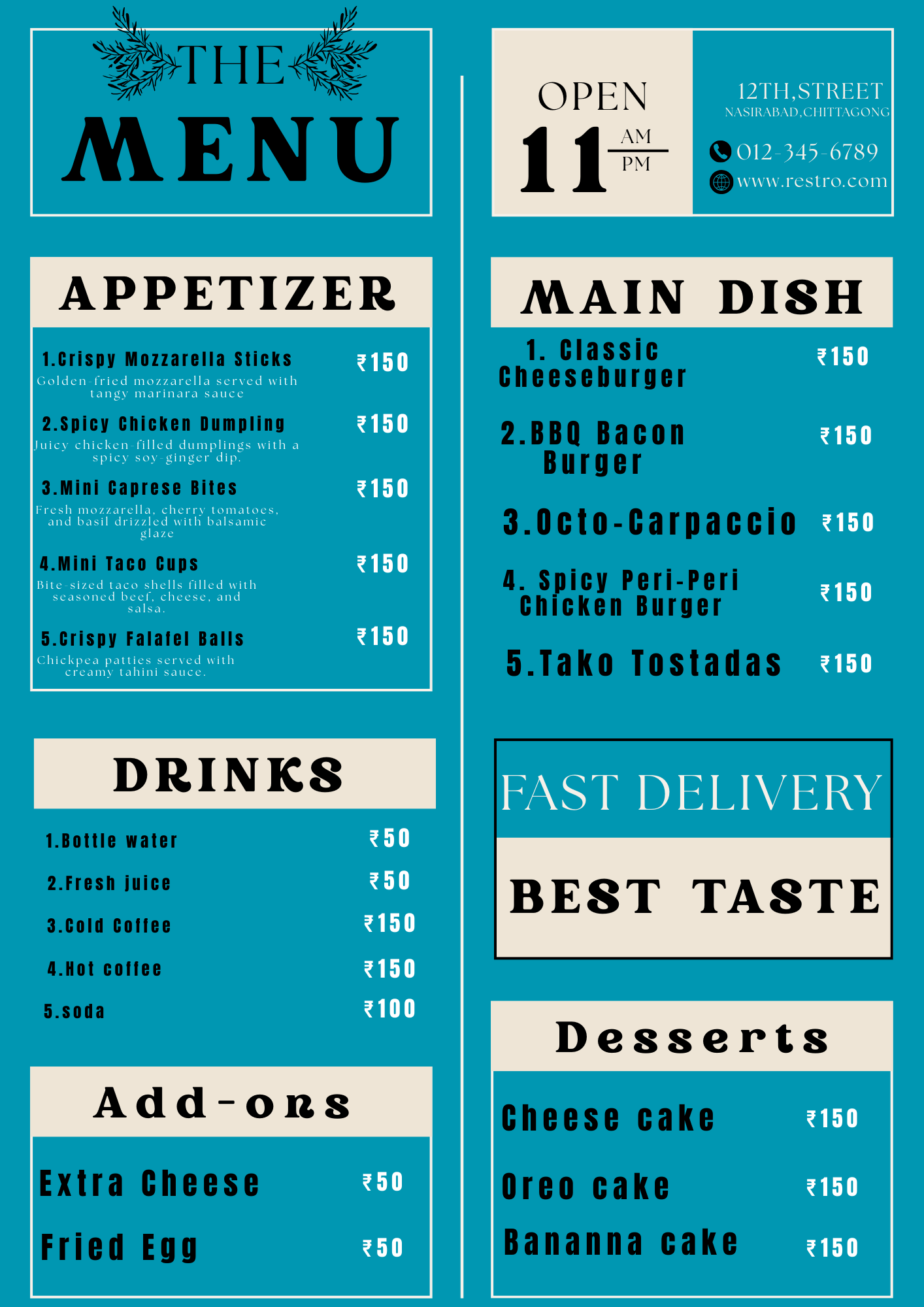 Menu card design by Adnan Rahim on Dribbble