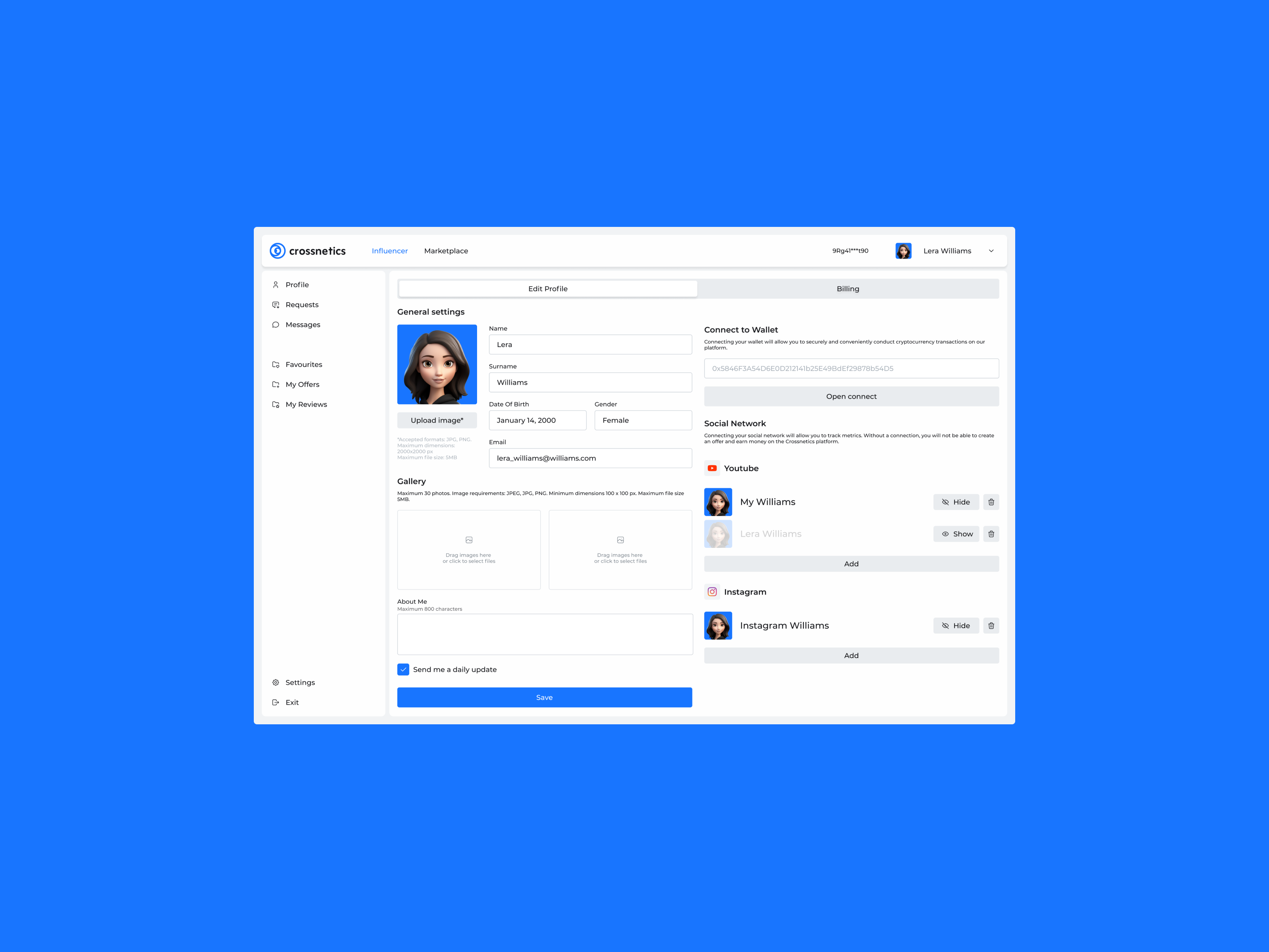 General settings design minimal ui ux web