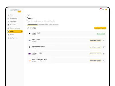 Bank accounts accounts bank accounts payments add account bank bank bank accounts brank accounts druo dashboard druo list bank account list payment ui ux