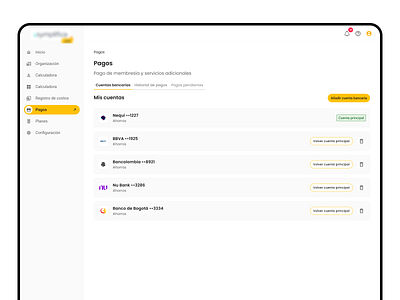 Bank accounts accounts bank accounts payments add account bank bank bank accounts brank accounts druo dashboard druo list bank account list payment ui ux