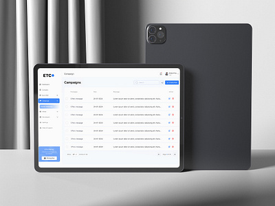 ETC Pro – SMS Campaign Management Dashboard UI design figma graphic design mockup prototyping ui