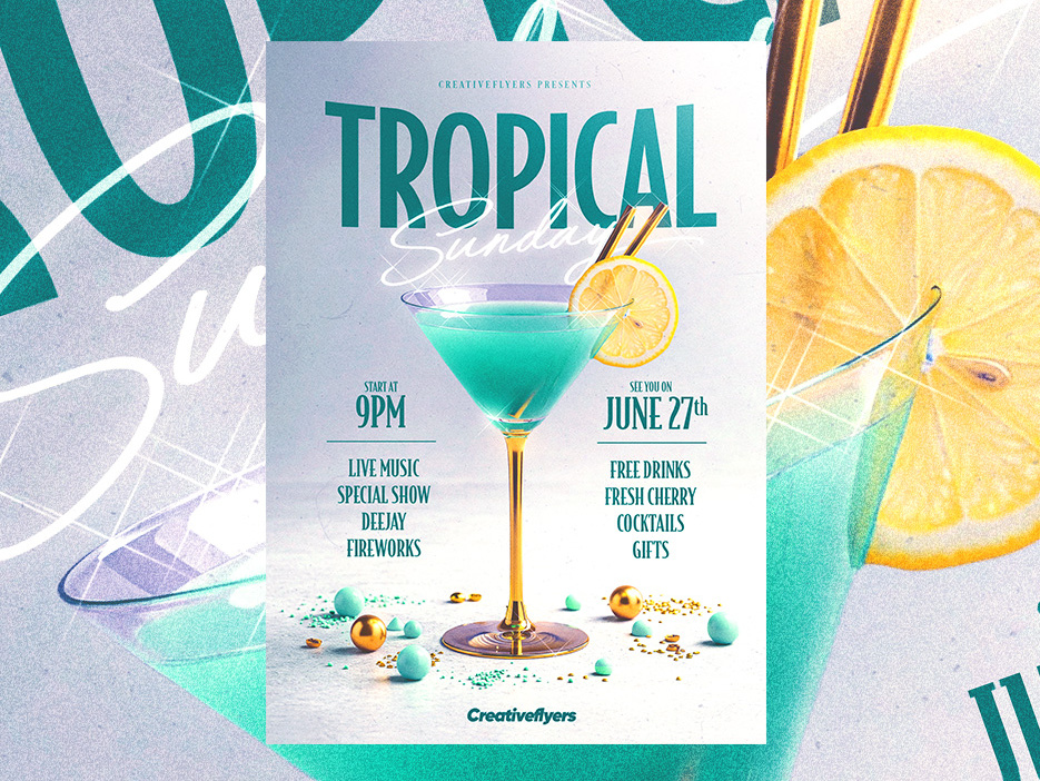 Cocktail-Themed Event Poster ( Creative-flyers.com )