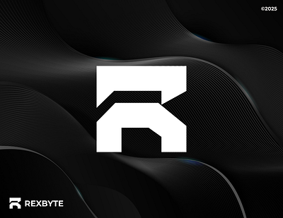 R monogram for REXBYTE clean design elegant futuristic graphic design icon illustration logo logo r logos mark modern r r logo r monogram simple techlogo technolgy