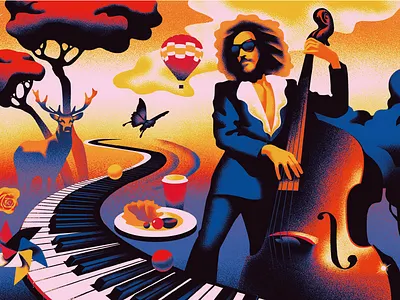 Illustration for Les Echos Weekend magazine audience blue festival future illustration magazine music red vintage