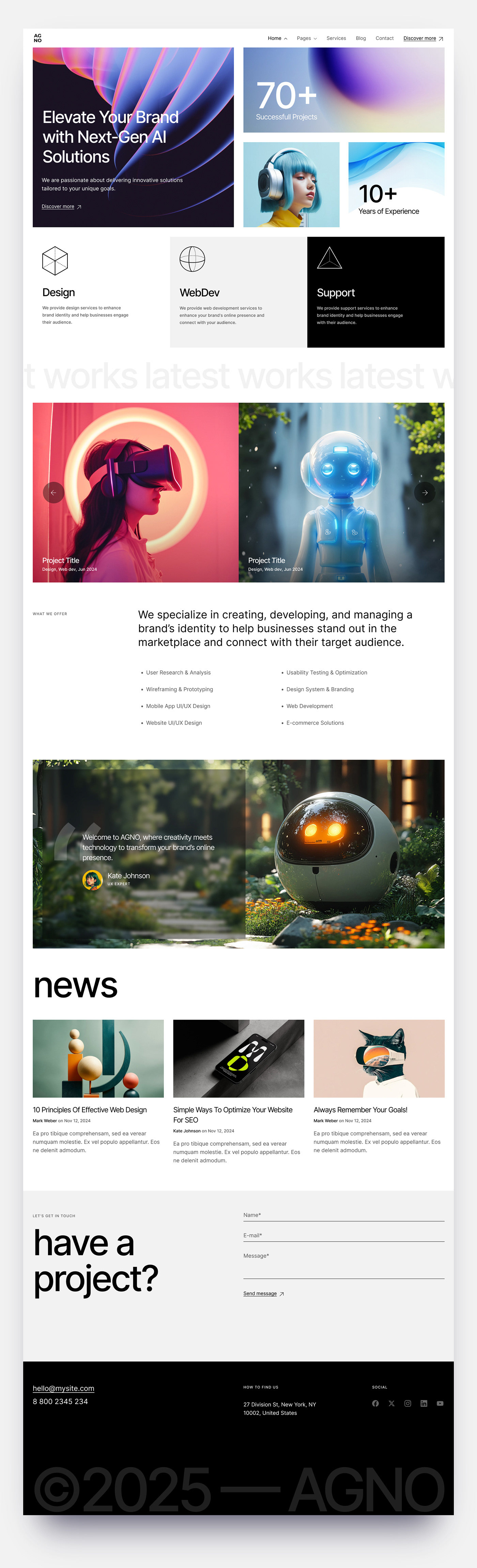 AGNO - Creative Portfolio WordPress Theme (Bento Demo) agency animation creative creative portfolio elementor theme graphic design wordpress wordpress theme