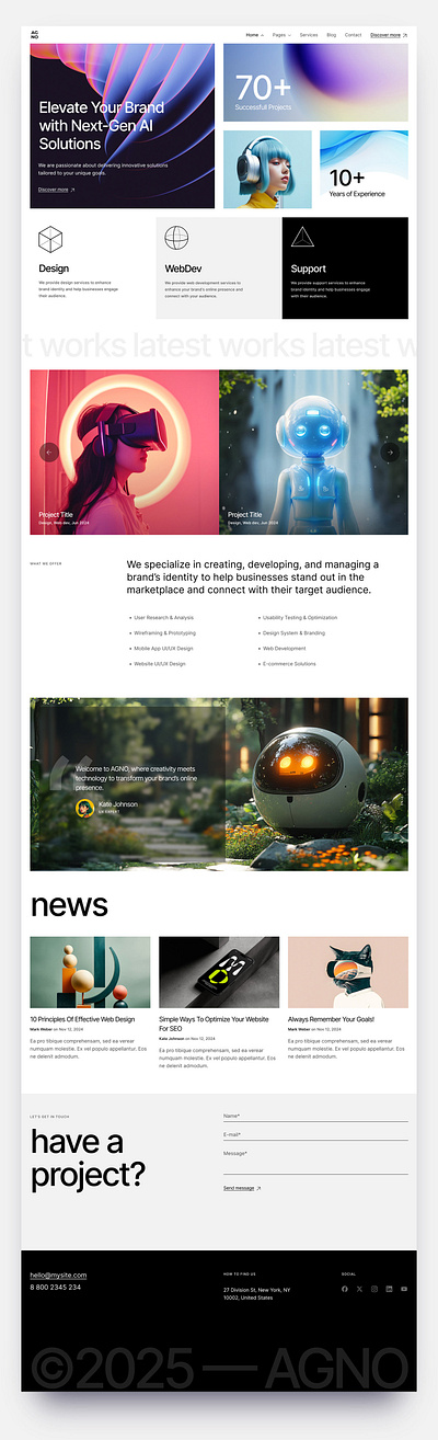 AGNO - Creative Portfolio WordPress Theme (Bento Demo) agency animation creative creative portfolio elementor theme graphic design wordpress wordpress theme