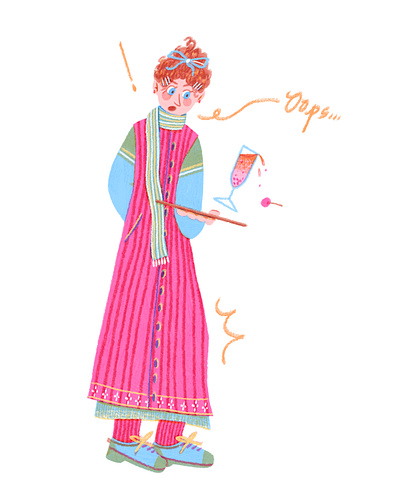 Oops,,, art artwork champagne cherry design fashion food handwriting illust illustration ipad oops pattern photoshop scarf server text tweetyheather