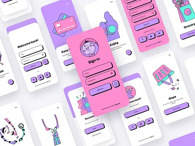 Forte. Setup & Onboarding UI KIT app brutalism card grocery kit login mobile onboarding order payment profile register sale search shop sign in sign up ui walkthrough welcome