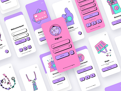Forte. Setup & Onboarding UI KIT app brutalism card grocery kit login mobile onboarding order payment profile register sale search shop sign in sign up ui walkthrough welcome