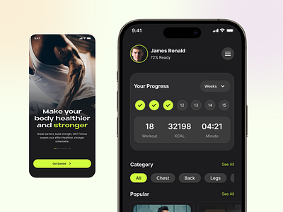 Fitness Mobile App Design dribbble figma figmadesign fitness fitnessapp healthapp mobiledesign opentowork product design ui uiux uiuxdesign
