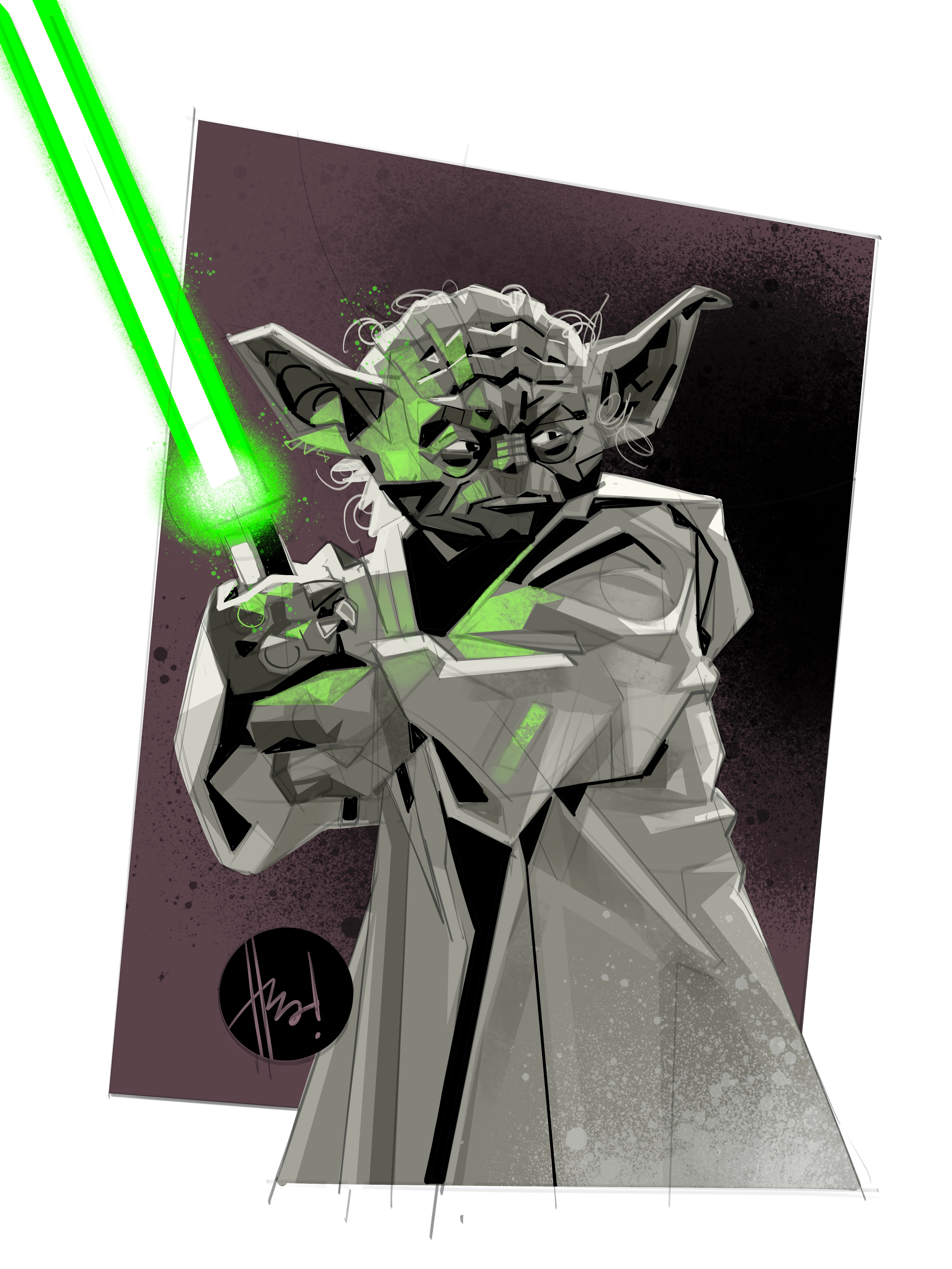 Hate Leads to Suffering <(-_-)> character design epic scene fan art fanart illustration jedi laser sword movie poster star wars yoda