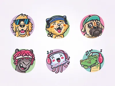 Yahoo! Fantasy Icons – Animals avatar design caracter design creative avatars custom avatars digital illustration doodle style fun icons hand drawn icons icon design illustration ilustrated icons mascot design profile avatars vector characters