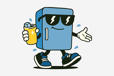 Cooler Than Your Ex branding character cold cool cooler drink fridge fun graphic design illustration logo retro vector