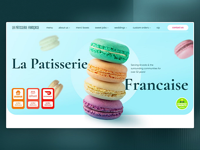 Animated Website Design for La Pâtisserie Française 3d animation bakery baking e commerce french pastries gradient graphic design landing landing page light theme logo macarons minimal motion graphics ui uiux uxui website wow