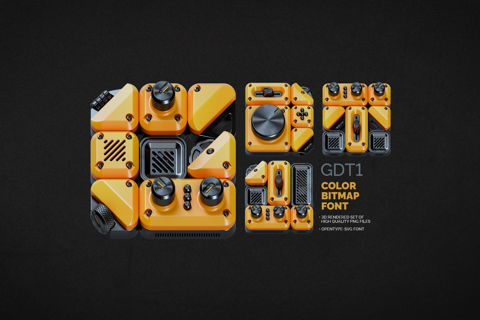 GDT1 - Color Bitmap Font 3d alphabet branding design font graphic design illustration lettering logo type typeface typography ui