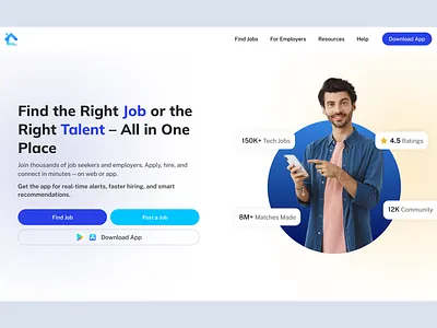 Job Platform Landing Page – Web & App Experience appdesign careerplatform jobplatform jobsearch productdesign responsivedesign typography ui uiuxdesign webdesign