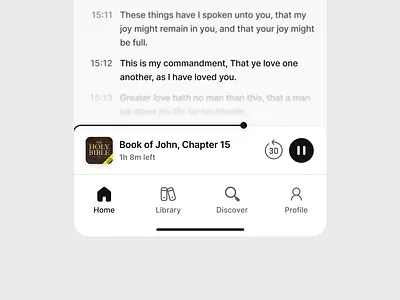Bible Audiobook Design audiobook bible books chat dashboard minimalistic mobile music reading ui white