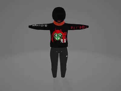 Outfit name: Red Omen Platform: For VRChat character 3d anime blender cartoon design illustration open for commission outfit rem omen rig stallion studio limited vrchat