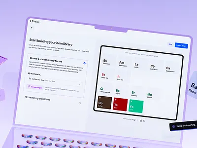 AI-generated Item Library Template at Square (2024) 3d design ui ux
