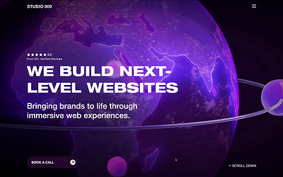 Studio.909 Design Agency - Immersive Web Design UX Landing Page agency animation branding experience futuristic graphic design immersive innovation interaction interaction design landing page motion graphics planets redesign space startup tech ui ux web design