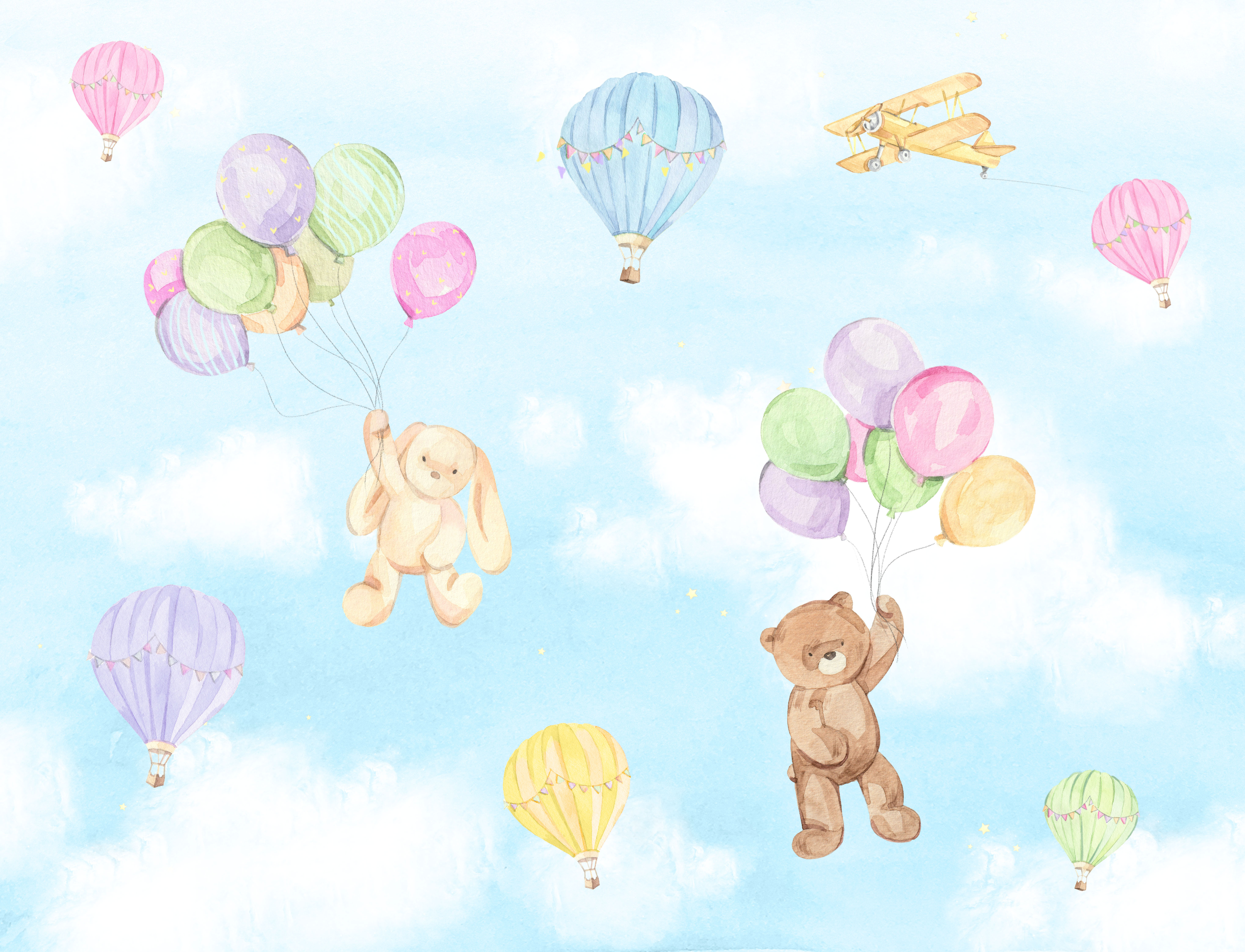 'Dreamy Sky'/Watercolor childrens story dreamy whimsical illustration