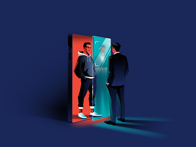 Neo-Noir Illustrated Professionals art bold business color color blocking contrast digital art drama futuristic gradient illustration illustrations isometric lighting neo noir professional shading tech vector