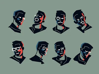 Custom Illustrated Avatars abstract art avatars colour contrast custom digital art emoji expression face faces illustrated illustration illustrator line art people realism shading