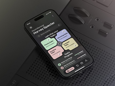 Task Management Mobile App android app calender clean dark dark theme dashboard design graphic design minimal mobile mobile app mockup muhammad ali saas finance task task management ui ux