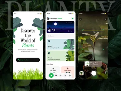 Plantx ai plant app design figma graphic design ios light mode modern app design modern design modern ui design plant plant app plant care app plant health software agency tree care ui ui ux design ux design