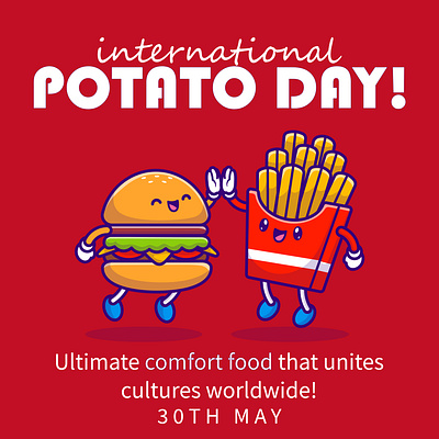 INTERNATIONAL POTATO DAY adobe illustrator branding burger comfort delicious food design fries graphic design illustration international potato day potatoes ultimate taste vector