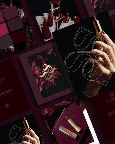 Rebranding Beauty Essence beauty bordeaux branding dark red gold logo luxury rebranding red vetor