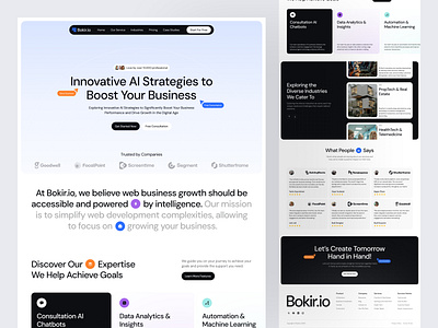 Bokir.io - AI Business Landing Page artificial business consultation design digital goal grow intelligence landing page management network strategy technology template ui ux website