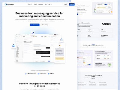 Textmagic — SaaS landing facelift analytics b2b landing charts graphs hero block illustration marketing marketing campaigns saas saas landing saas website shadcn web application landing web design