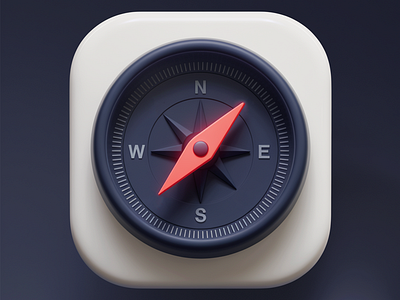 Modern 3D Compus Icon compus