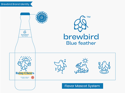 brewbird beer beer brand beer label beer packaging beverage bird bottle branding brew brewery drink hop label mascot packaging playful wine