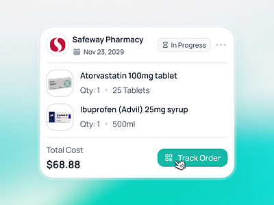 nightingale v2: E-Pharmacy Cart Item Card Component ai medical app cart item cart item ui clean drug prescription app e pharmacy app epharmacy app epharmacy cart epharmacy mobile app epharmacy ui kit figma ui kit health companion app medical ui kit minimal modern pharmacy app ui prescription app smart medical app teal virtual health app