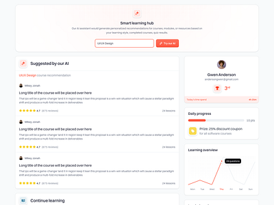 Skillsphere: E-Course Dashboard SaaS Web App - AI Search Result ai ai edu platform ai search course dashboard discovery ecourse edu platfor education elearning feed learning learning hub learning platform online education product design saas search web app web design