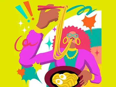 Ramen foodie illustration noodle ramen woman