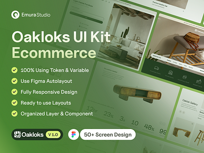 Oaklok’s - Ecommerce - Website UI Kit by Emura Studio brand designer brand guidelines brand identity branding clean decor design e commerce emura studio furniture website graphic design marketplace mobile online shop property shop shopping store ui8 web design