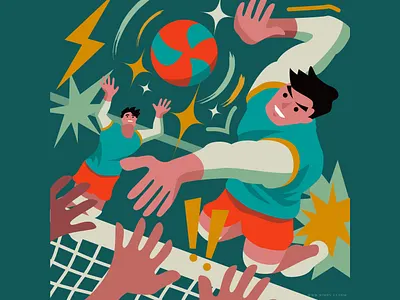 Volleyball illustration man sports volleyball