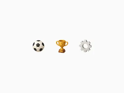 3D Pixelated Icons 3d 8 bit ai airbnb app app design ball bar football icons nav pixel set settings soccer trophy ui